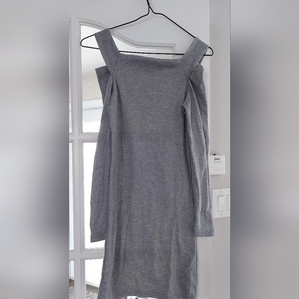 Gray Off-Shoulder Dress.